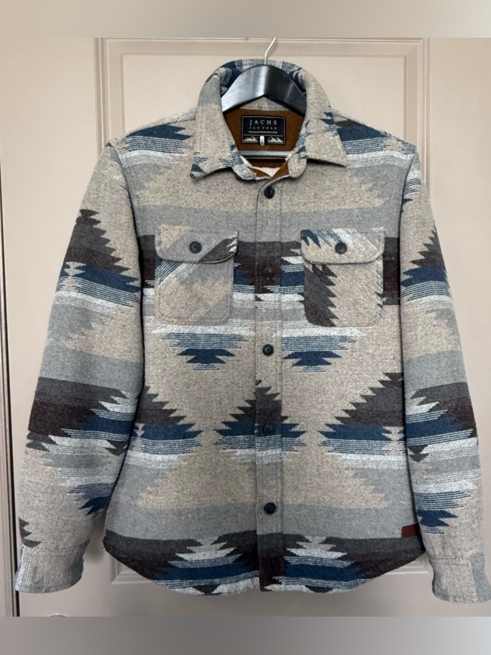 Jachs NY Southwestern Aztec Sherpa Lined Shirt Jacket Shacket Medium
